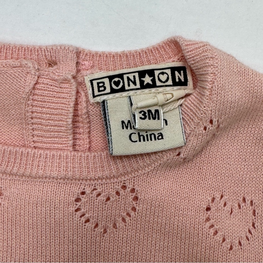NWT BONTON Paris Baby Romper Rose Pink Heart Cotton Knit Size 3M - Picture 2 of 16